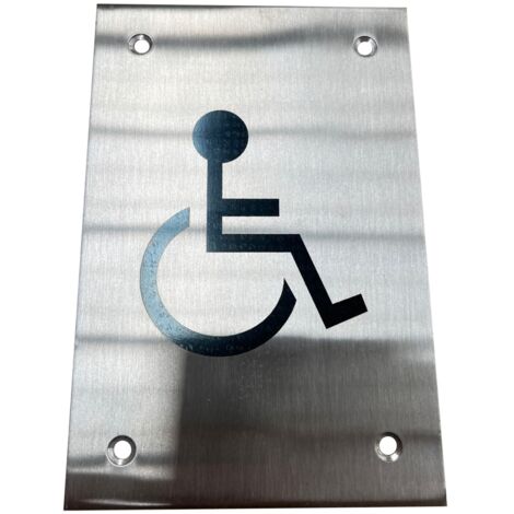 Placa baño minusválidos 15x10cm acero inoxidable rectangular