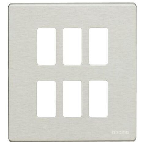 Placa Bticino Magic 3+3 plazas en resina gris 506/6/R