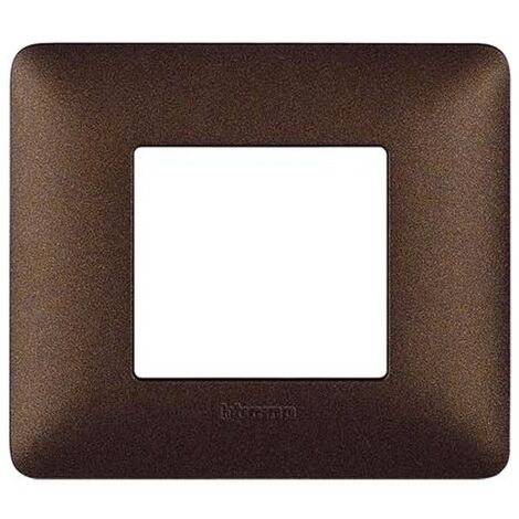 Placa Bticino Matix 2 módulos café marrón AM4802TGG