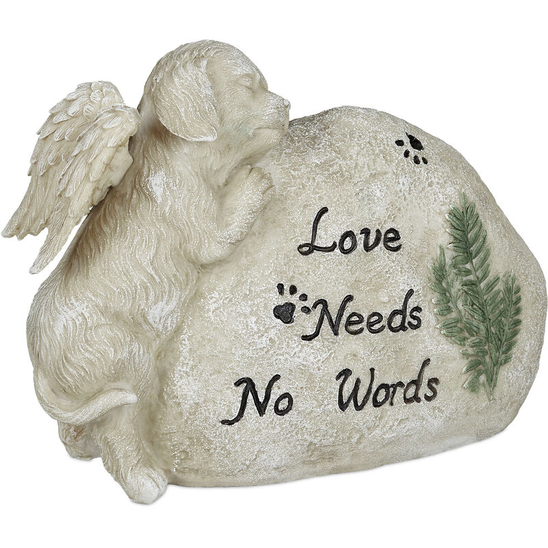 

Relaxdays - Placa Conmemorativa Perro, Resistente Intemperie, Piedra Funeraria, Perro Ángel, Love needs no words, Crema