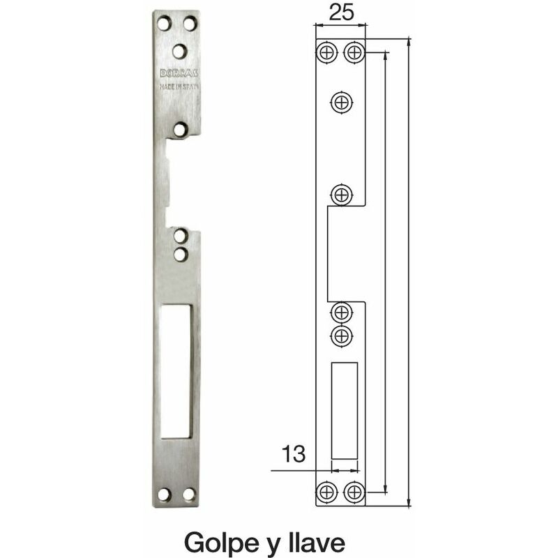 

Placa Cuerpo Cierre Electrico 25Mm G/Llave 13Mm Inox Derecha - Inox Mate