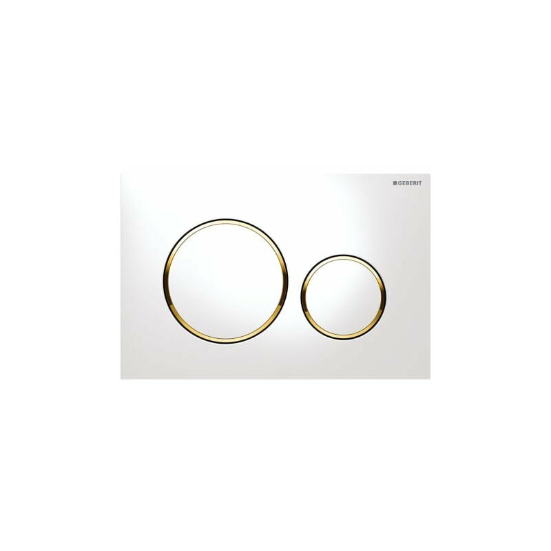 

Placa de accionamiento de Geberit Sigma20 para el lavado de 2 volúmenes, color: blanco / chapado en oro - 115.882.KK.1