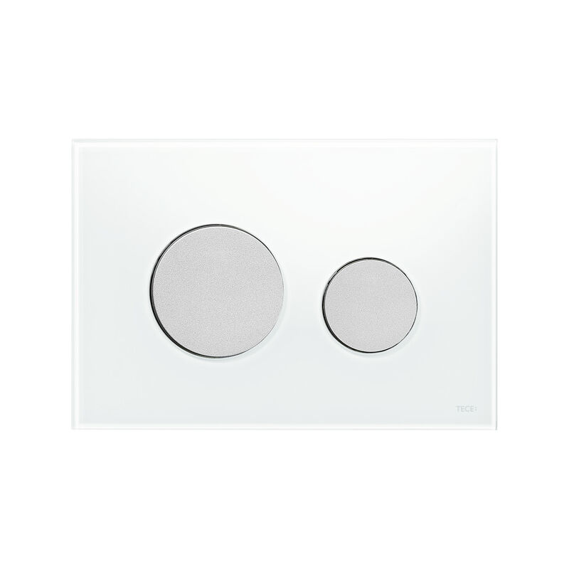 

Placa de accionamiento WC Vidrio loop para tecnología de doble cantidad, color: vidrio blanco, botones cromados mate - 9240659 - Tece