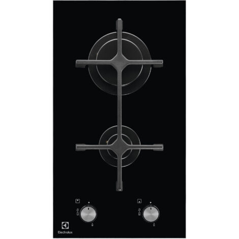 Placa de cocina Electrolux EGC3322NVK, negra, empotrada, a gas, 2 quemadores
