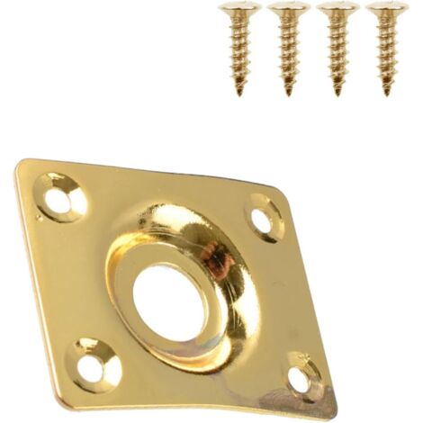 Placa de conexión para guitarra eléctrica con tornillos, conector de salida para guitarra y bajo, color dorado.