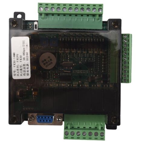 Placa de control industrial PLC con 14 entradas y 6 salidas, programable para automatización.