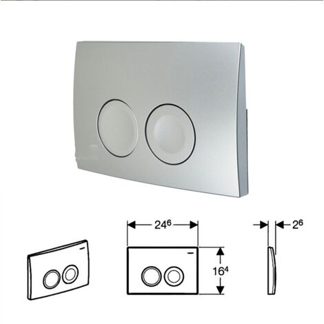 Placa de descarga para inodoro eléctrico Delta21 de doble descarga, color plata, fabricada en plástico de alta calidad y duradero.