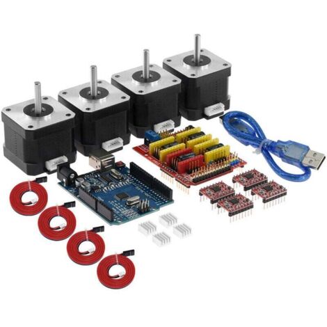 Placa de expansión CNC Shield V3.0 R3 4A4988 controlador 44401 Kit de motor paso a paso con disipador de calor y cable USB para impresora 3D