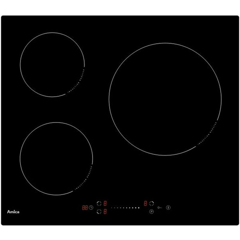 Placa de inducción 60cm 3 fuegos 6600w negro - ai3537 - amica -