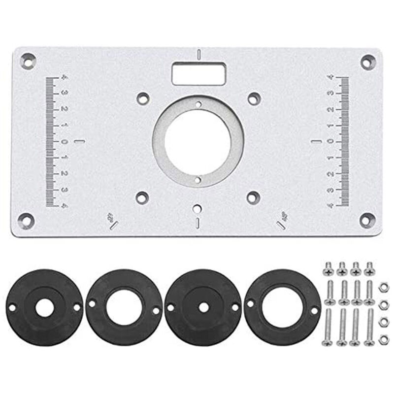 

Placa de insercion de aluminio para mesa de enrutador para recortadoras Enrutadores Placa de mesa de carpinteria de bricolaje con tornillos Placa de