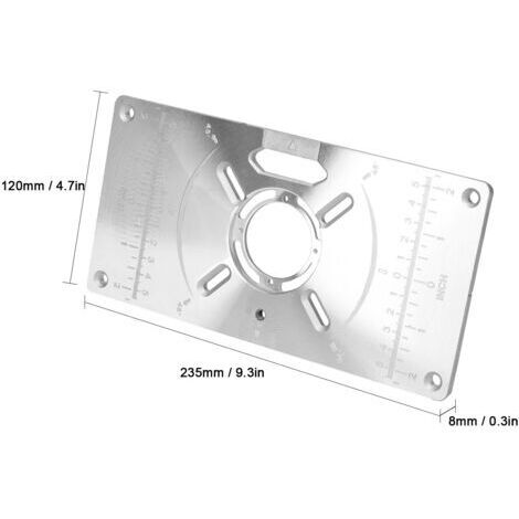 Placa de inserción para mesa de fresadora de madera, placa de grabado reversible para máquina de corte de aluminio, con 4 anillos.