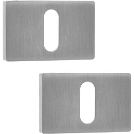 Placa de llave con roseta rectangular para manija de puerta interior plateada Kuchinox