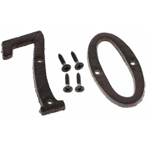 Placa de número de puerta antigua de casa de hierro forjado DIY dígito 2 piezas