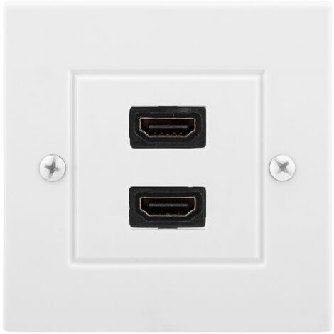 Placa de pared con doble HDMI, blanca, ABS, para hoteles y oficinas.