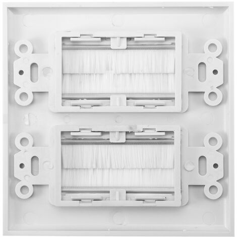 Placa de pared de ABS blanco con cepillos antipolvo n.° 2 – protección de cables para panel multimedia, incluye tornillos.
