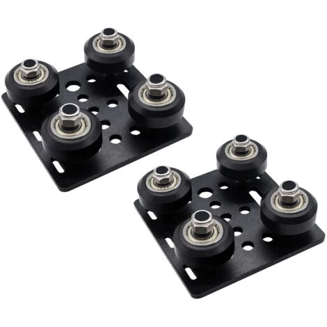 Placa de pórtico con ranura en V, juego de ruedas POM con placa para extrusión de aluminio, paquete de 2
