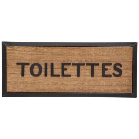 Placa de puerta de madera y metal - 22x9 cm - Atmosphera créateur d'intérieur
