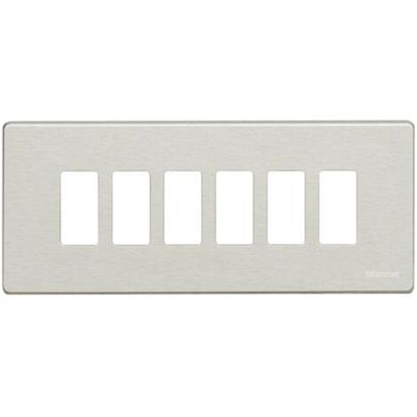 Placa de resina Bticino Magic 6 módulos gris 506L/6/R
