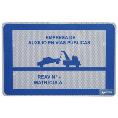 Placa de señalización para Grúa de Servicio Auxilio en carretera