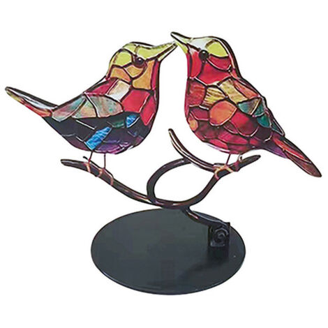Placa decorativa de metal "Dos gorriones" – Pequeña figura decorativa para el hogar.