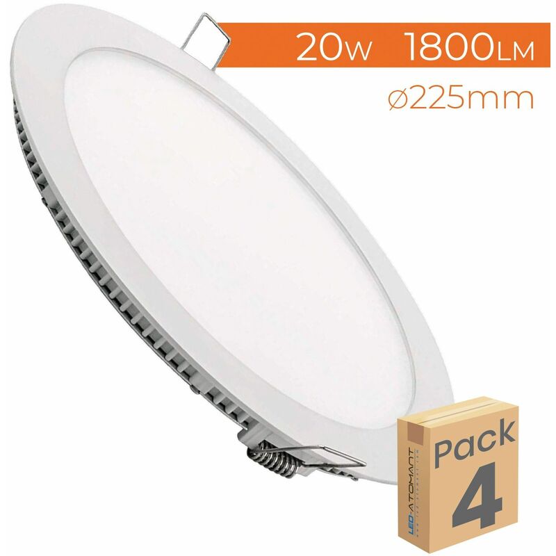 

Led Atomant Sl - Placa Downlight LED Circular Plana 20W 1800LM Corte 205mm | Blanco Cálido 3000K - Pack 4 Uds. - Blanco Cálido 3000K