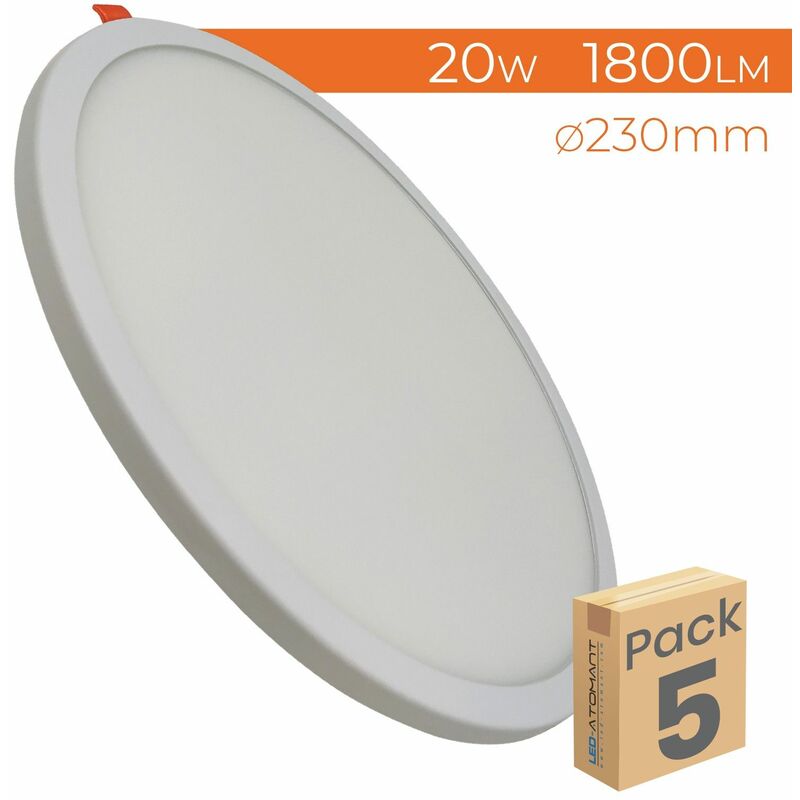 

Placa Downlight LED Circular Plana 20W 1800LM Corte Ajustable 50-180mm | Blanco Frío 6500K - Pack 5 Uds. - Blanco Frío 6500K