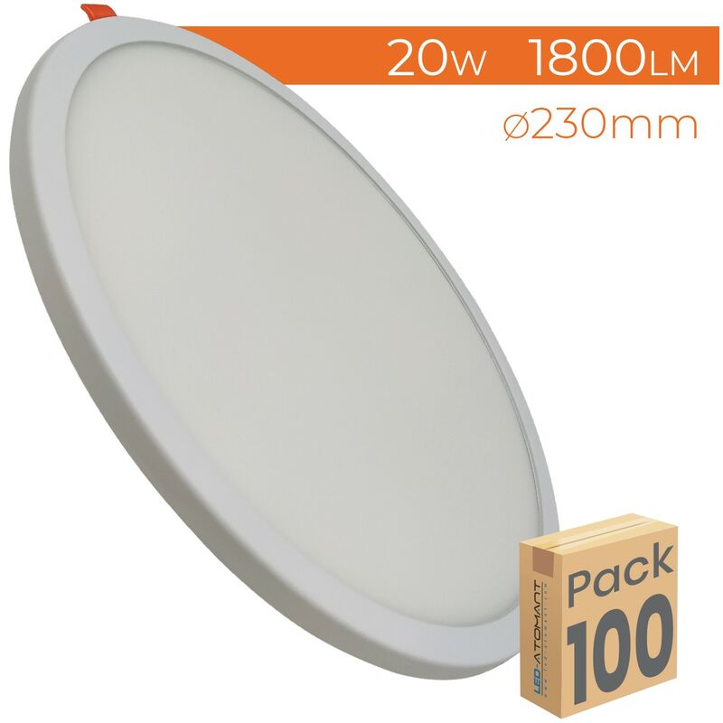 

Led Atomant Sl - Placa Downlight LED Circular Plana 20W 1800LM Corte Ajustable 50-180mm | Blanco Cálido 3000K - Pack 100 Uds. - Blanco Cálido 3000K