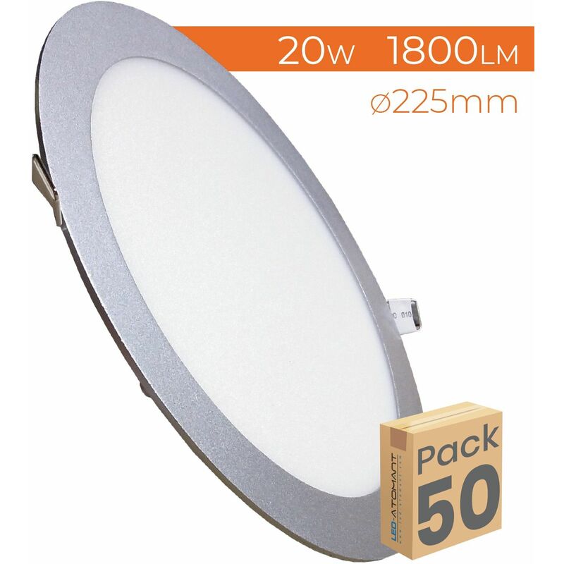 

Placa Downlight LED Circular Plana 20W 1800LM Marco Plata Corte 205mm | Blanco Cálido 3000K - Pack 50 Uds. - Blanco Cálido 3000K