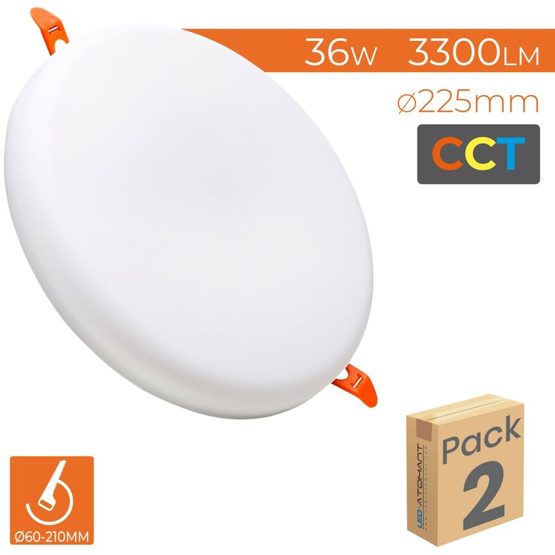 

Led Atomant Sl - Placa Downlight LED Circular Plana 36W 3300LM Corte Ajustable 60-210mm | Blanco Frío 6500K - Pack 2 Uds. - Blanco Frío 6500K