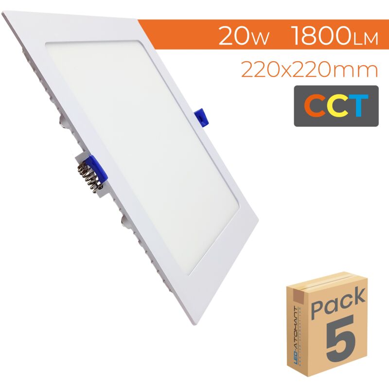 

Placa Downlight LED Cuadrada Plana 20W 1800LM Corte 205mm | Blanco Frío 6500K - Pack 5 Uds. - Blanco Frío 6500K