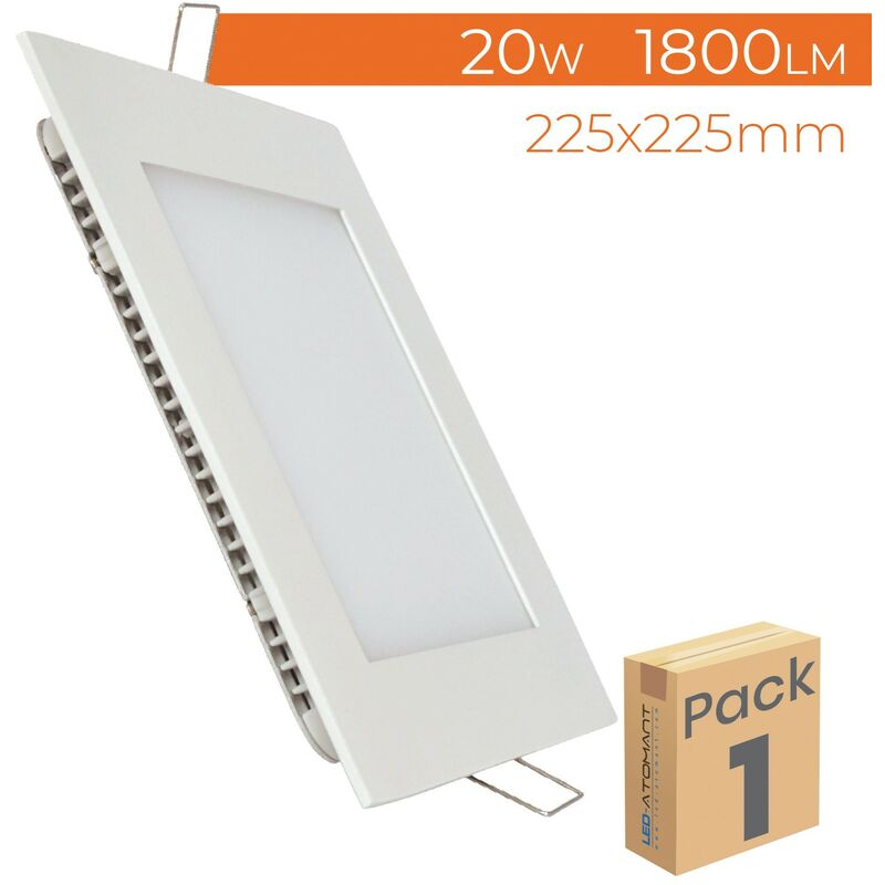 

Placa Downlight LED Cuadrada Plana 20W 1800LM Corte 205mm | Blanco Cálido 3000K - Pack 1 Ud. - Blanco Cálido 3000K