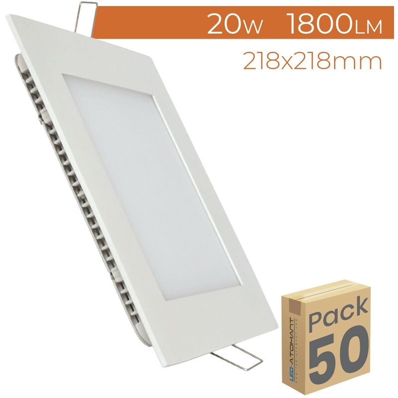 

Placa Downlight LED Cuadrada Plana 20W 1800LM Corte 205mm | Blanco Cálido 3000K - Pack 50 Uds. - Blanco Cálido 3000K