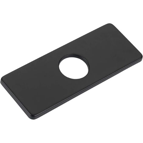 Placa embellecedora de 6 pulgadas para orificio de lavabo de baño, placa embellecedora 3 en 1 para grifo de baño, rectangular, acero inoxidable (negro mate)
