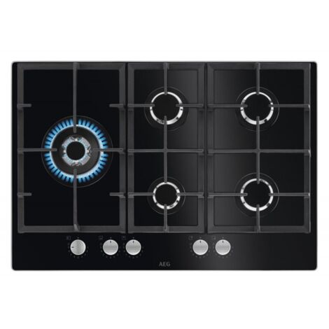 Placa Gas AEG HKB75820NB 5 zonas Cristal Negro 75cm