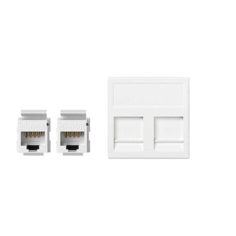 Placa K45 guardapolvo 2 RJ45 categoria 6 UTP blanco nieve SIMON KB96U/9