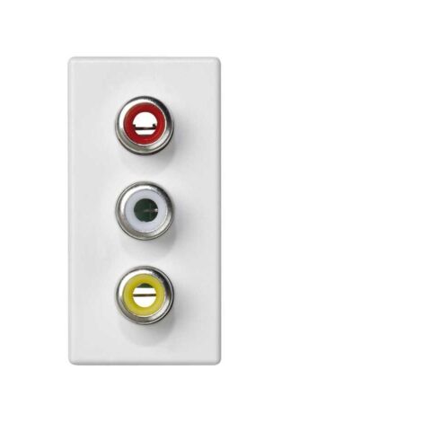 Placa K45 medio mecanismo con 3 conectores RCA audio blanco nieve SIMON K105B/9