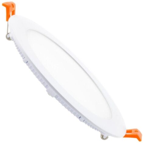 Placa LED Circular SuperSlim 6W Marco Plata Downlight LED Blanco Neutro 4000K-4500K efectoLED