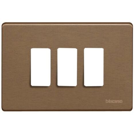 Placa para interruptores Bticino Magic 3 plazas bronce TIC503/3/BR