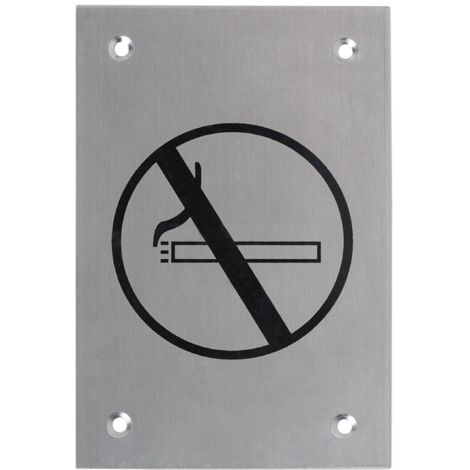 Placa prohibido fumar acero inoxidable atornillar 15x10cm
