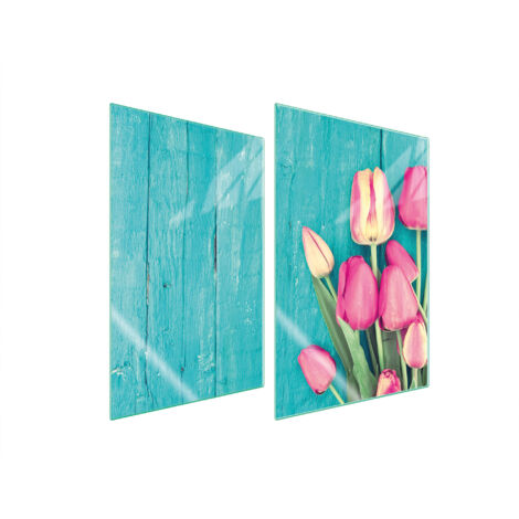PLACA PROTECTORA DE VIDRIO PARA COCINA 2x35x52 TULIPANES