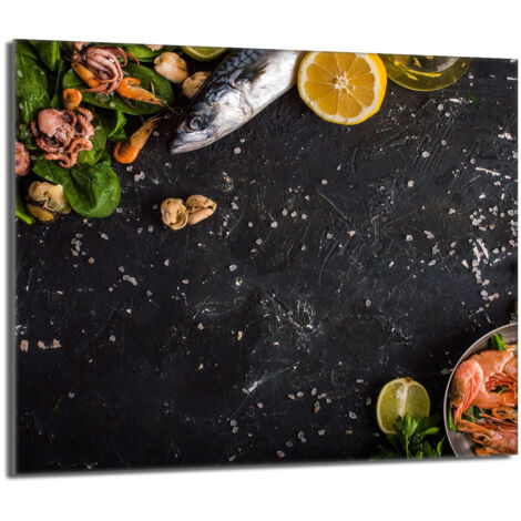 Placa protectora de vidrio para estufa 60x52 Pescado