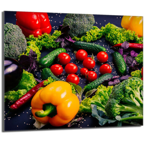 Placa protectora de vidrio para estufa 60x52 Verduras