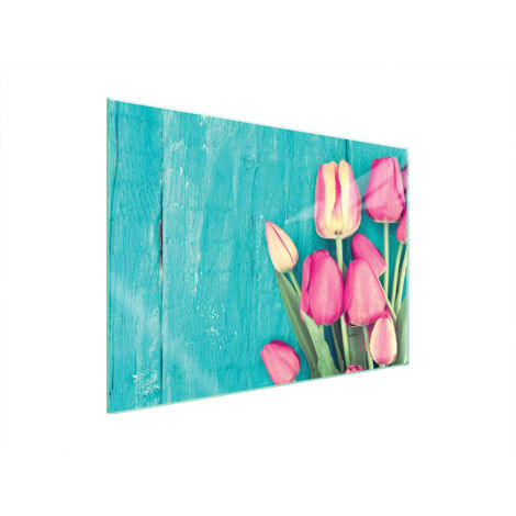 PLACA PROTECTORA DE VIDRIO PARA ESTUFA 70x52 TULIPANES