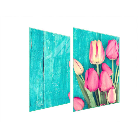 PLACA PROTECTORA DE VIDRIO PARA ESTUFA 70x52 TULIPANES