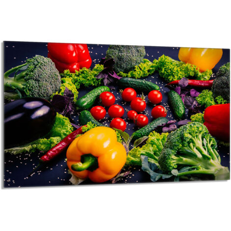 Placa protectora de vidrio para estufa 80x52 Verduras