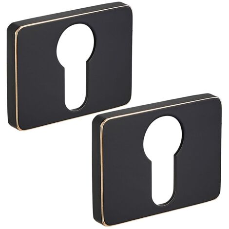 Placa rectangular para inserto Roseta negra y dorada