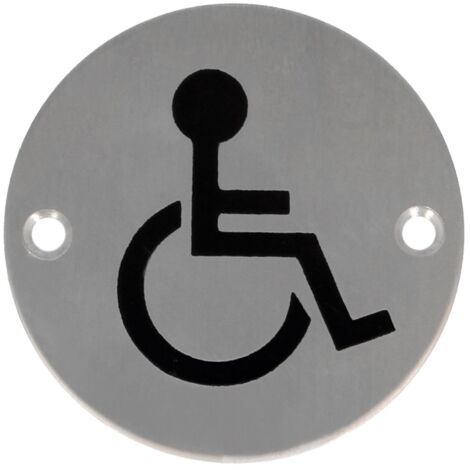 Placa señalización baño minusválidos acero inoxidable 75mm