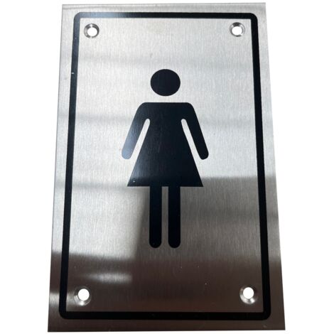 Placa señalización baño mujeres acero inoxidable 15x10cm atornillar