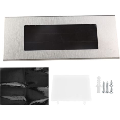Placa solar para número de casa en aluminio y acero inoxidable con LED e iluminación para dirección en el jardín.