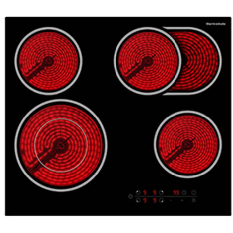 Placa Vitrocerámica Integrada, Placa de Cocción Eléctrica de 4 Zonas con Sensor de Control Táctil, STOP+GO Función, Temporizador, Bloqueo Para Niños,6700W,Vidrio Negro [Clase de eficiencia energética